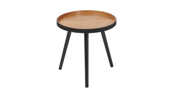 Black and Wood Finish Round Tripod Side Table