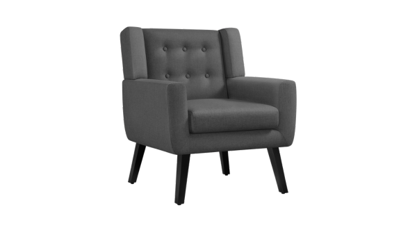 Dark Grey Button Tufted Armchair
